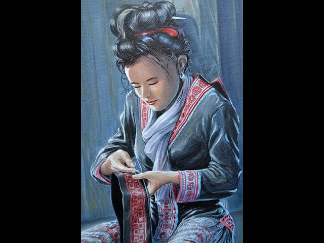 femme Hmong couturière