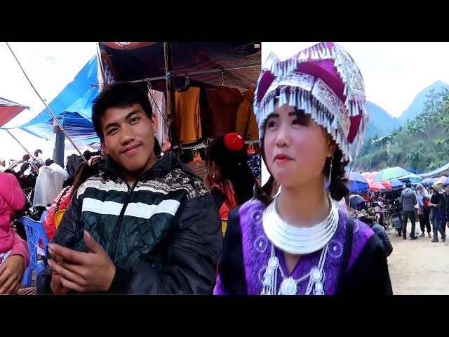 Bắt Gặp em gái Hmong Xinh Đẹp và Thánh ăn mèn mén tại chợ phiên vùng cao