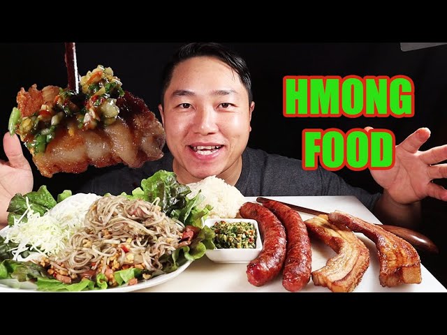 Hmong New Year Food Papaya, Sausage, Pork Belly, Sticky Rice MUKBANG ASMR