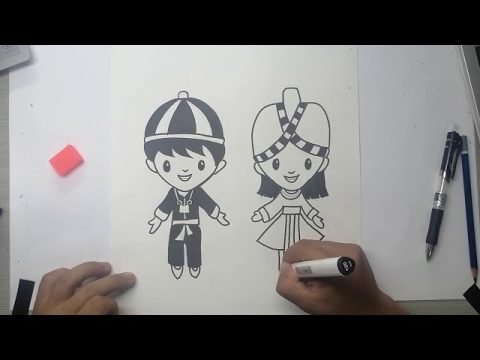 วาดรูป​การ์ตูน​ม้ง​ | Drawing​ Hmoog​cartoon​ | How​ to​ draw Hmong​cartoon​