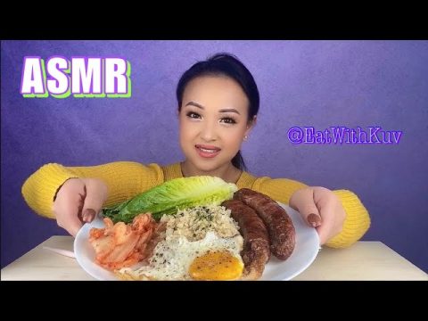 ASMR hmong sausages and cauliflower rice ~ Mukbang