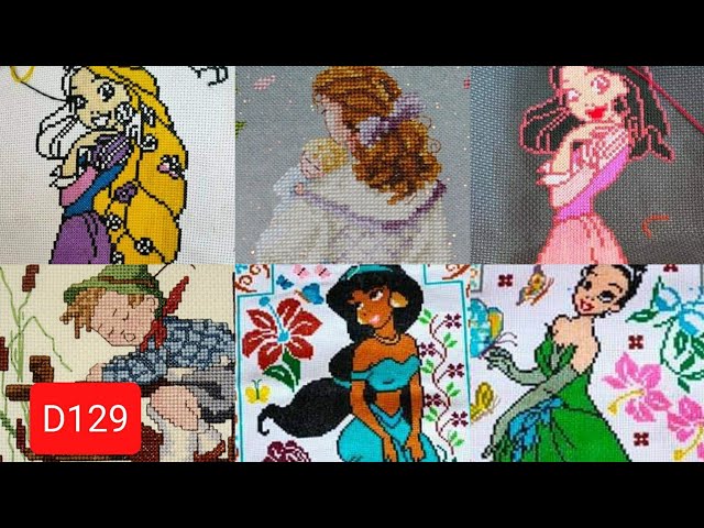 paj ntaub tawm tshiab xaws ua kab toos embroidery cross stitch cartoon D129