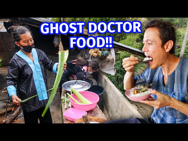 Ultimate HMONG HILL TRIBE FOOD!! Green Taro Stems + Roasted Duck at Shaman’s House!!