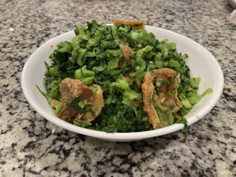 HMONG FOOD: How To make Mustard Greens with Pork Rinds