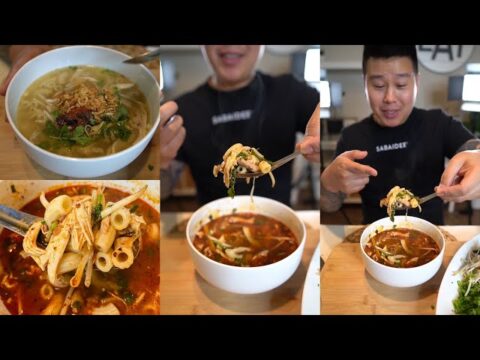 How to make Macaroni Fusion Spicy Noodle Soup Lao Filipino Hmong Food Recipes Mukbang Eating Asmr