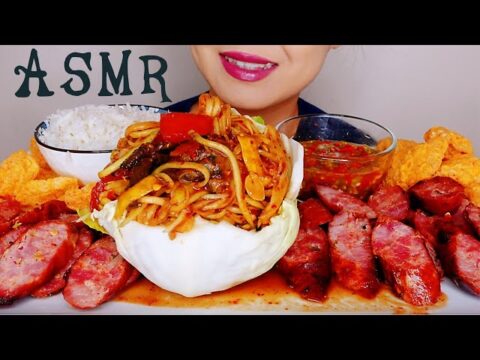 D-LICIOUS ASMR HMONG FOOD PAPAYA SAUSAGE MUKBANG (EATING SOUND)