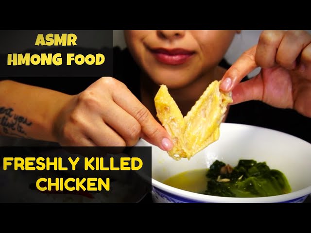 ASMR- HMONG FOOD-Freshly Killed Chicken Boiled with Mustard Greens