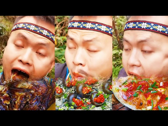 【ASMR MUKBANG】Hmong Cuisine: Rice Smoked Fish, Sand Flavored Escargot, Scallop Vermicelli