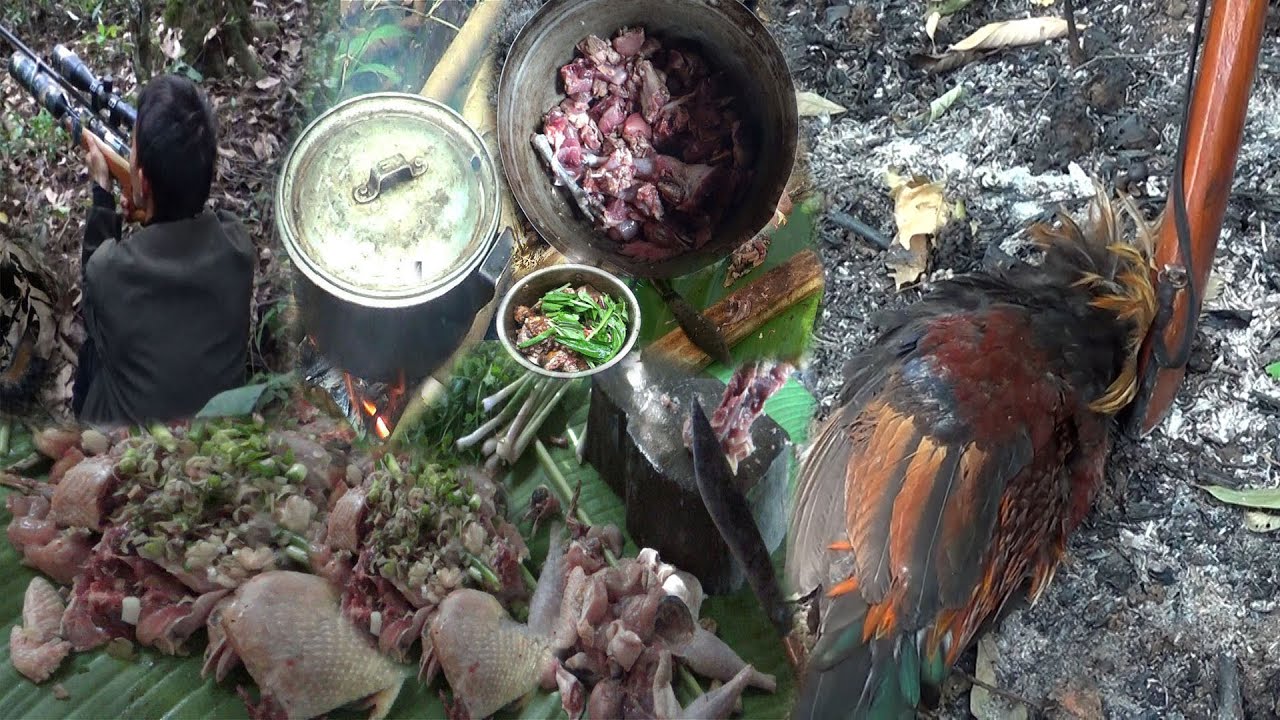 Wild Chicken Hunting and cooking in The Village