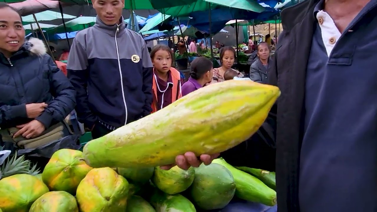 Farmer’s Market in XAYSOMBOUN, Laos-Tajlaj nyob Moos Caab (Hmoob lub siab)