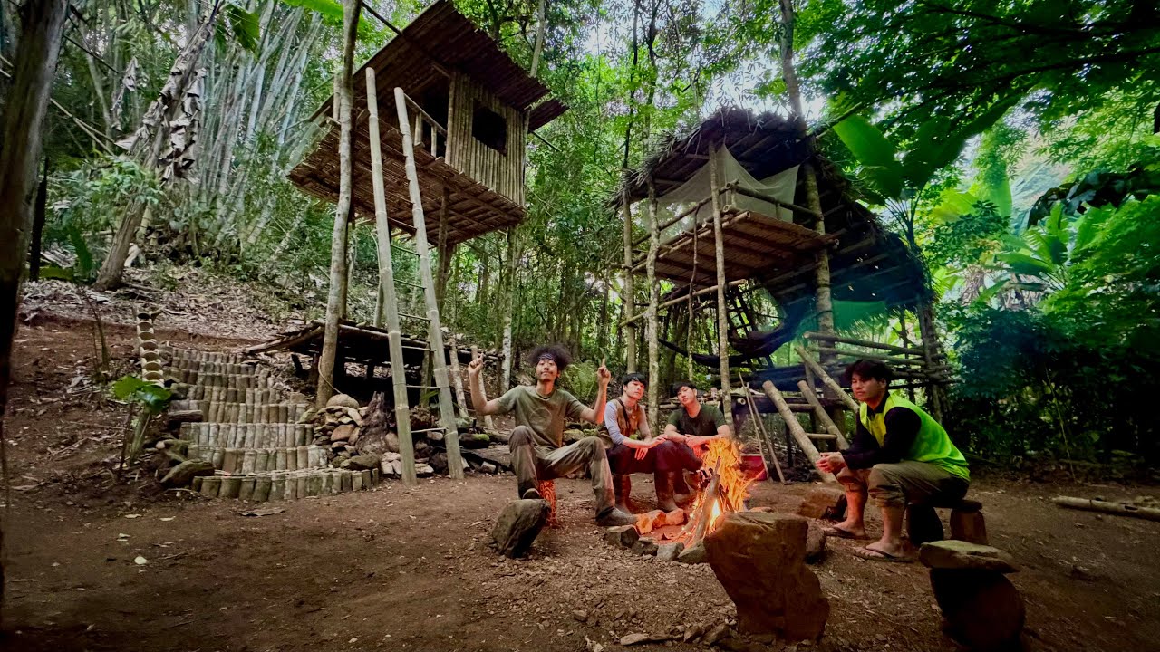 สร้างบ้านต้นไม้ในป่าปรับปรุงให้สวยขึ้น…!!และการหาอยู่หากินในป่า…. [  โจโฉ ]